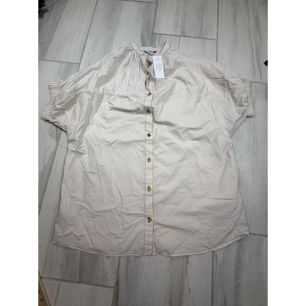 Never A Wallflower Elastic Sleeve Dress Cream Black Thread XS FW22-239 NEW